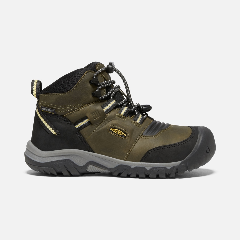 Dark Olive-dusky Citron Ridge Flex Wasserdichter Stiefel Für Große Kinder Keen