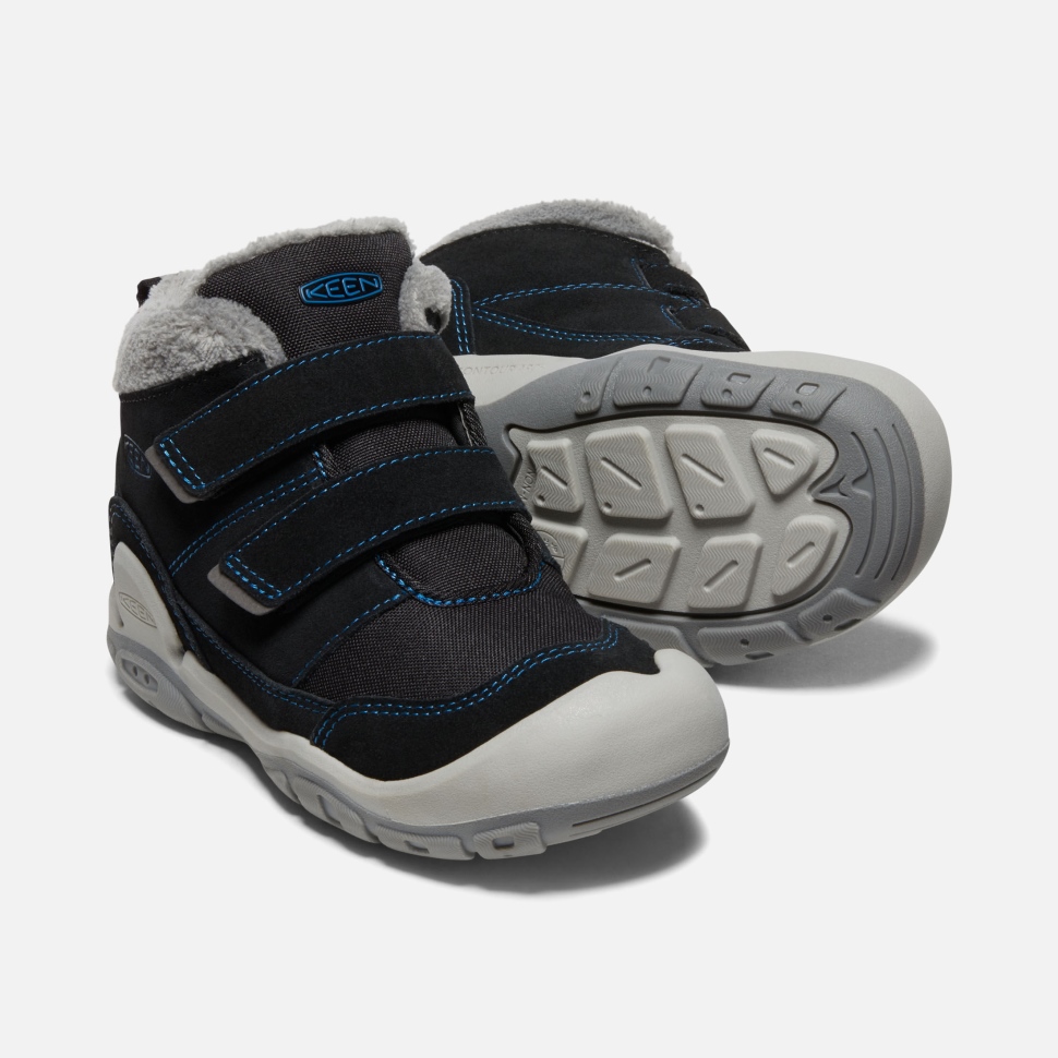 Keen Schwarz-mykonosblau Chukka Mit Großen Knoten Und Doppelriemen Für Kinder