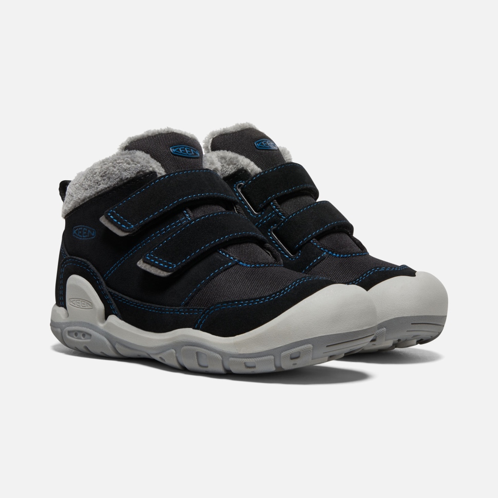 Keen Schwarz-mykonosblau Chukka Mit Großen Knoten Und Doppelriemen Für Kinder