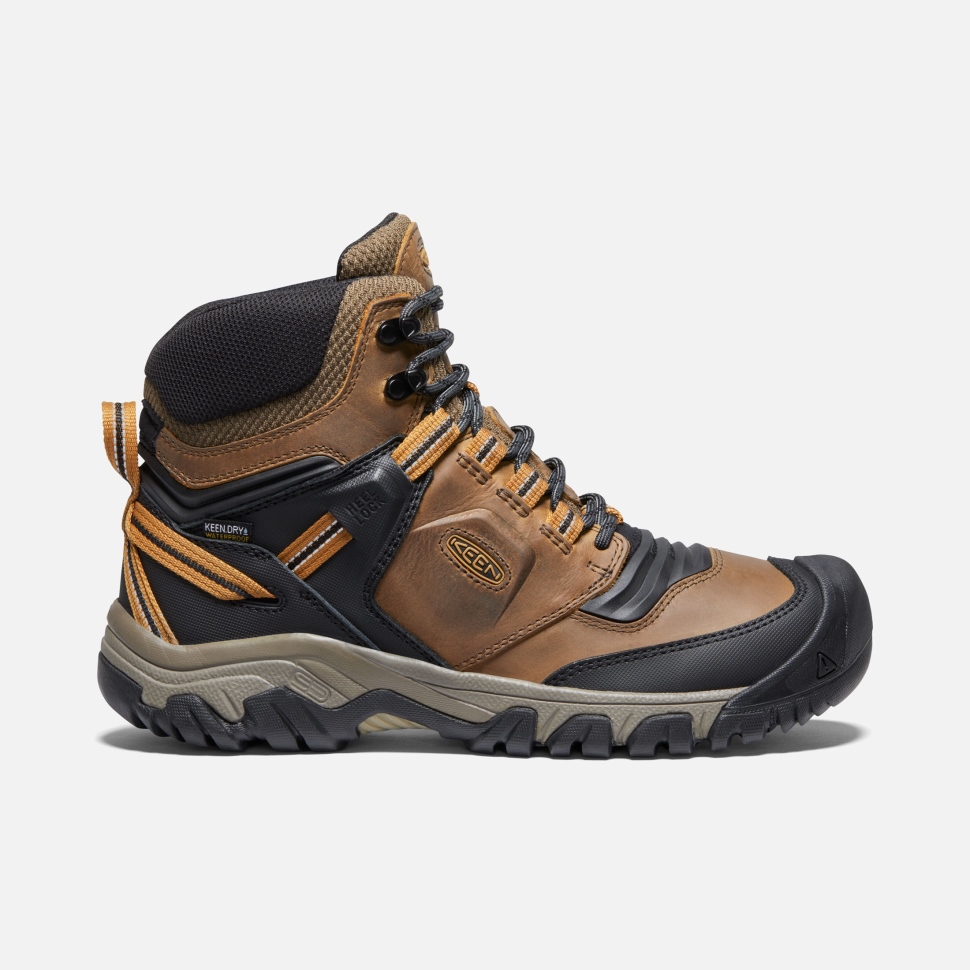 Keen Bison-goldbrauner Ridge Flex Wasserdichter Herrenstiefel Breit
