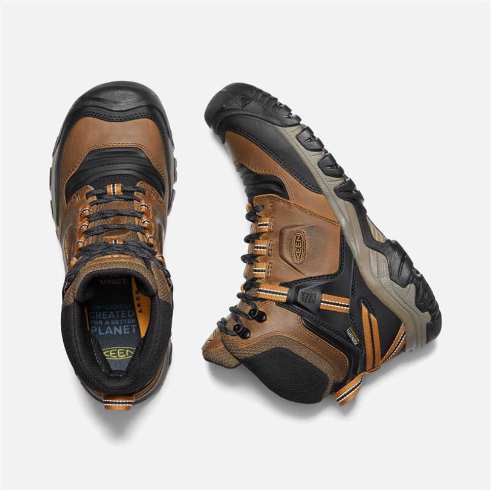 Keen Bison-goldbrauner Ridge Flex Wasserdichter Herrenstiefel Breit