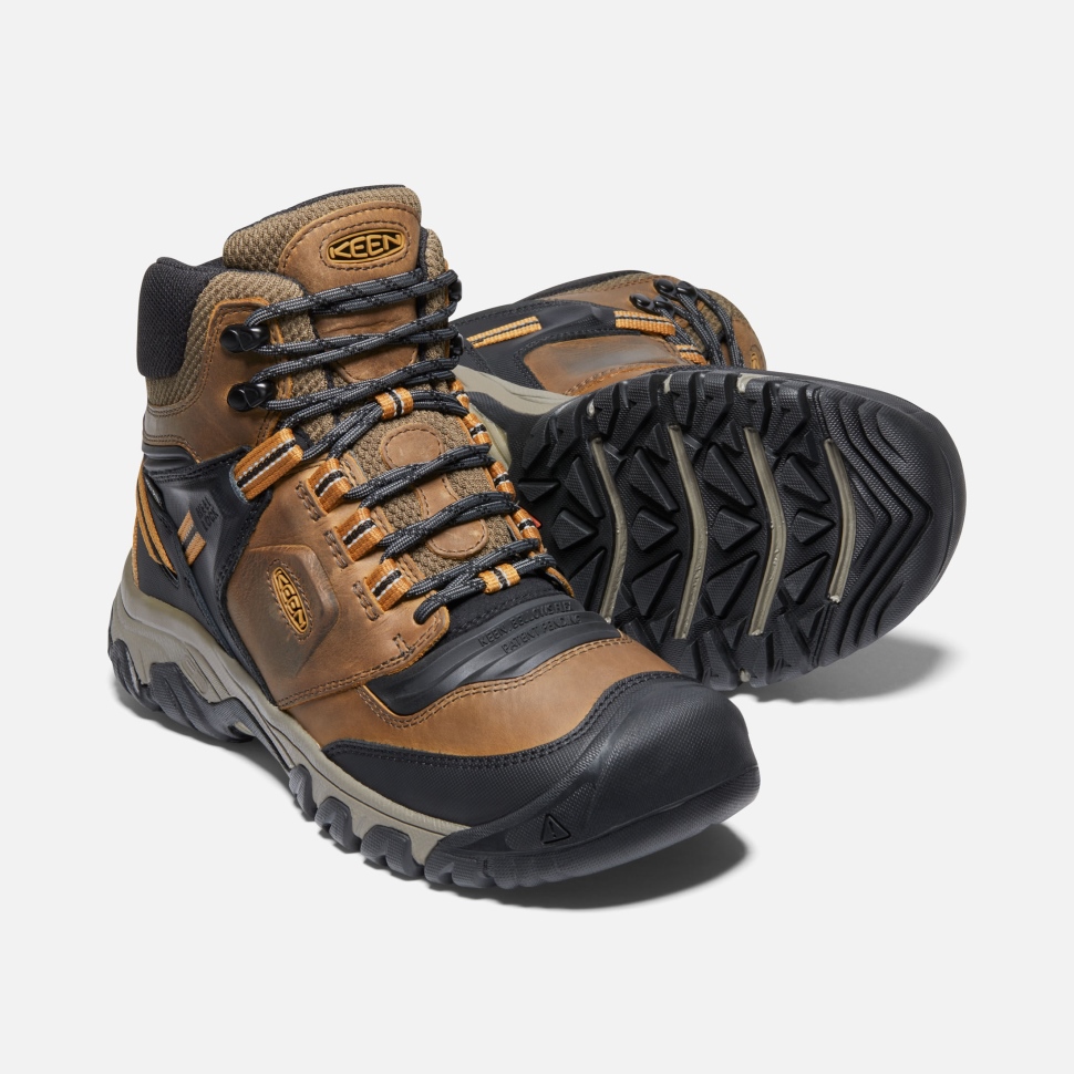 Keen Bison-goldbrauner Ridge Flex Wasserdichter Herrenstiefel Breit