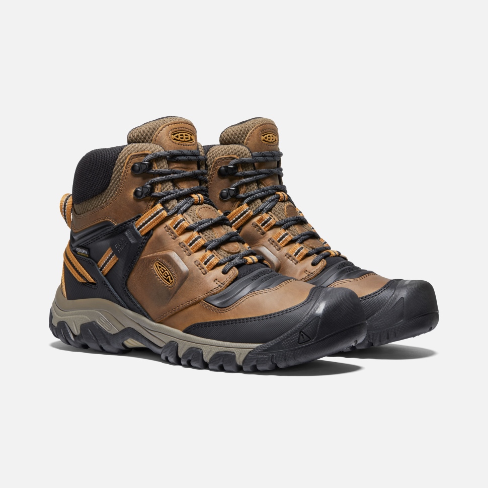 Keen Bison-goldbrauner Ridge Flex Wasserdichter Herrenstiefel Breit