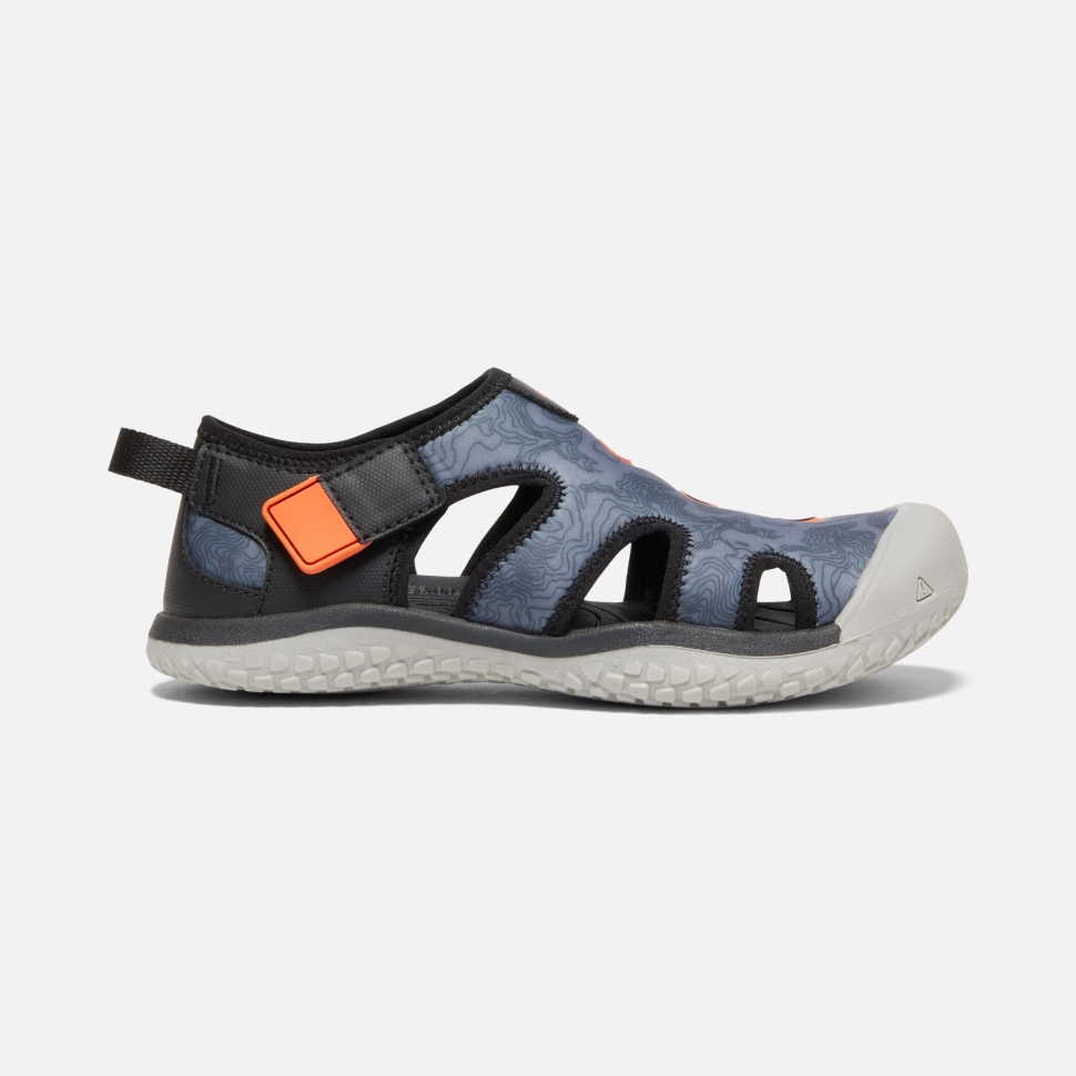 Schwarz-sicherheitsorange Rochensandalen Für Große Kinder Keen