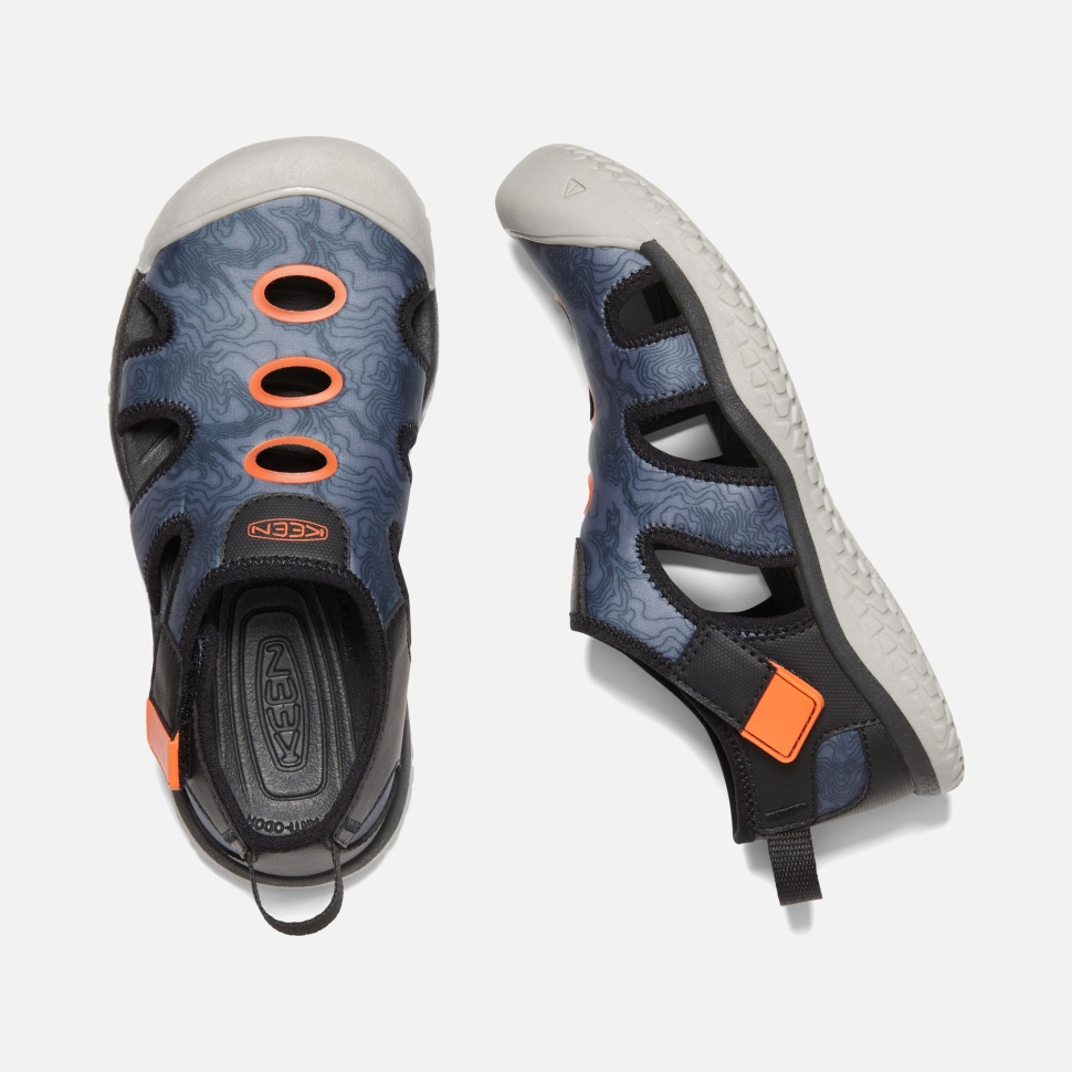 Schwarz-sicherheitsorange Rochensandalen Für Große Kinder Keen