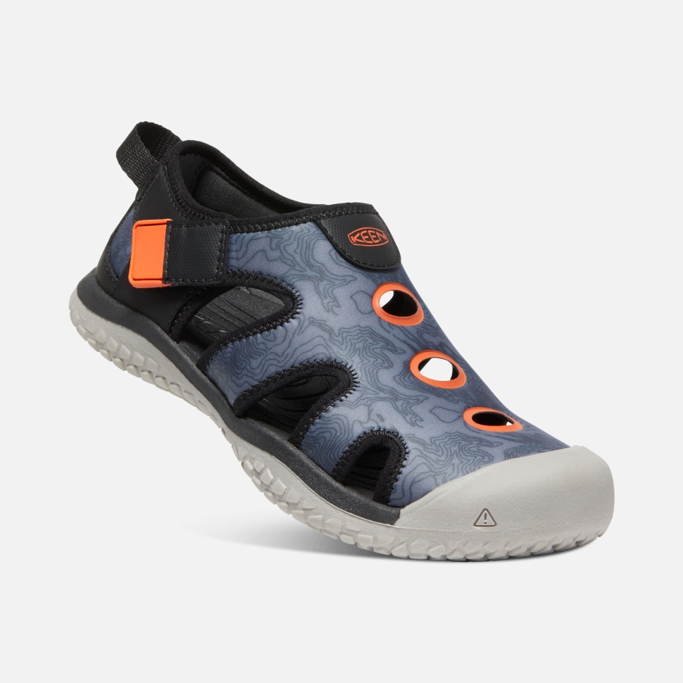Schwarz-sicherheitsorange Rochensandalen Für Große Kinder Keen