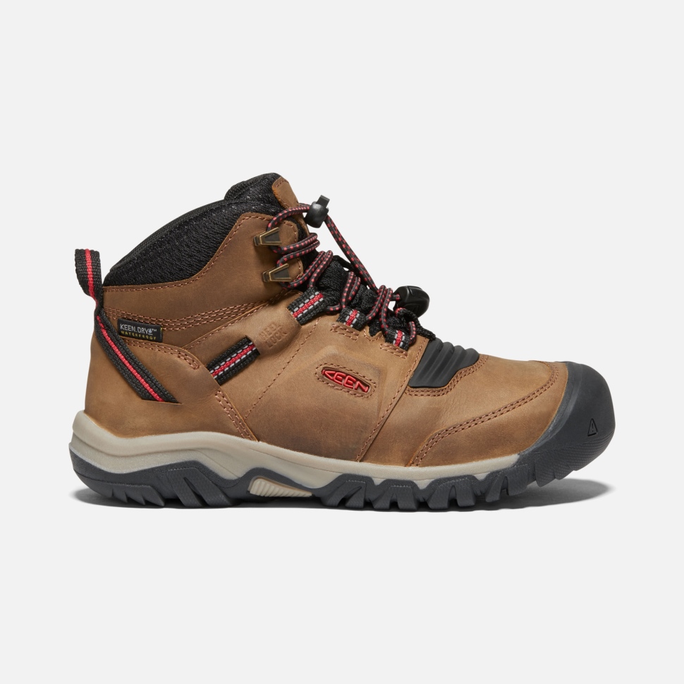 bison_roter_teppich_keen_ridge_flex_wasserdichter_stiefel_fuer_grosse_kinder.jpg Bison-roter Teppich Keen Ridge Flex Wasserdichter Stiefel Für Große Kinder – Bild 1