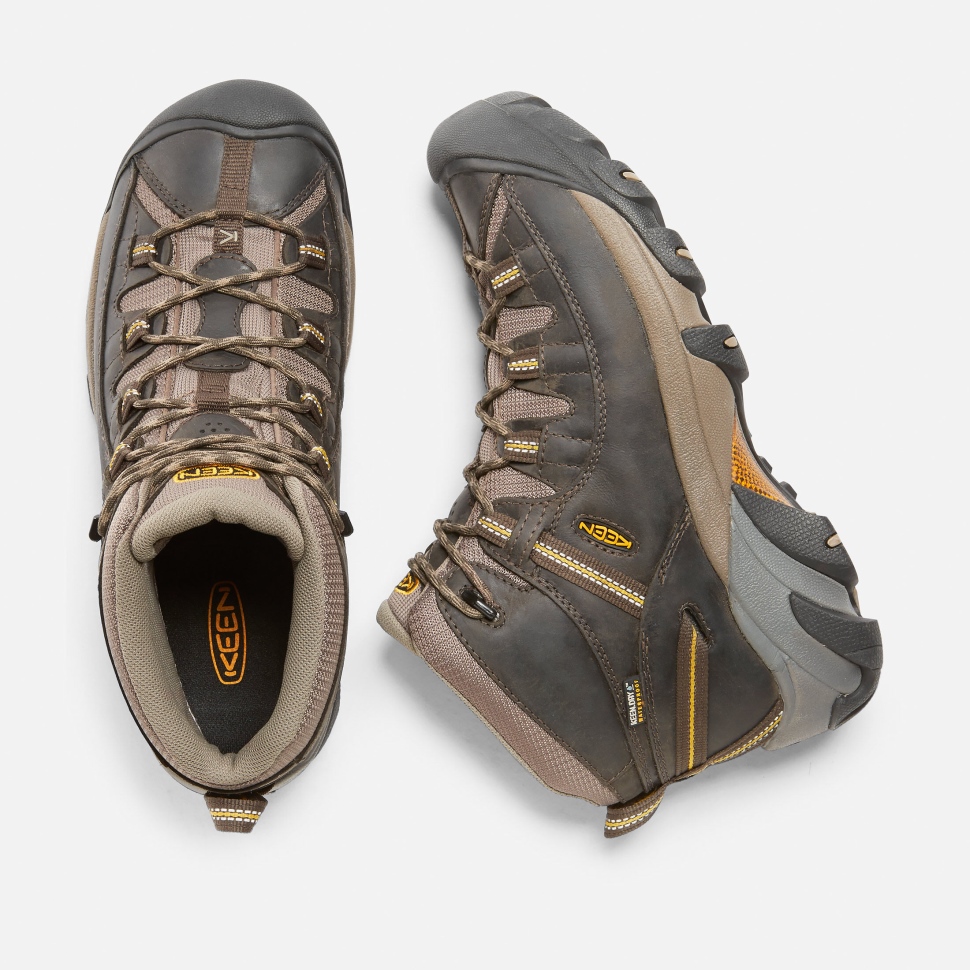 Schwarz Olive-gelb Targhee Ii Mid Wasserdichte Wanderschuhe Für Herren Keen – Bild 2