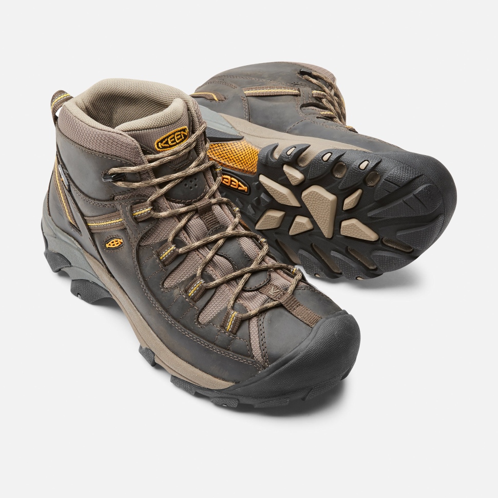 Schwarz Olive-gelb Targhee Ii Mid Wasserdichte Wanderschuhe Für Herren Keen – Bild 5